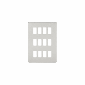 Grid Wiring Accessories - Knightsbridge Brushed Chrome Screwless 12G grid faceplate (GDSF012BC)