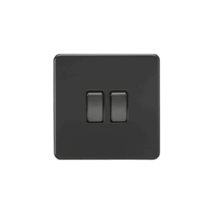 ML Accessories - Knightsbridge Matt Black 10AX 2G 2-way Switch with rockers (SF3000MBB)