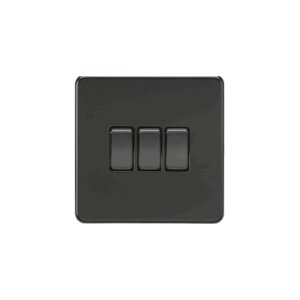 ML Accessories - Knightsbridge Screwless Matt Black 10AX 3G 2-way Switch (SF4000MBB)