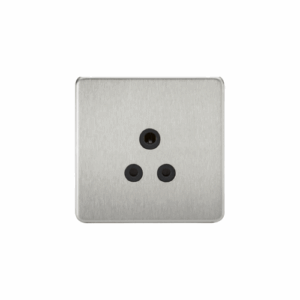 ML Accessories - Knightsbridge Screwless Brushed Chrome 5A Unswitched Socket Black Insert (SF5ABC)