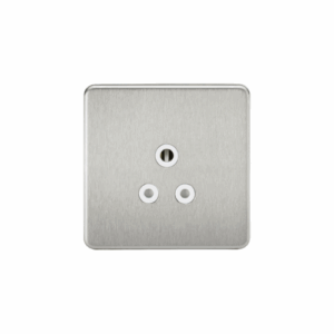 ML Accessories - Knightsbridge Screwless Brushed Chrome 5A Unswitched Socket White Insert (SF5ABCW)