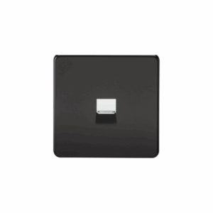 ML Accessories - Knightsbridge Matt Black Telephone Extension Socket with Chrome Shutter (SF7400MB)