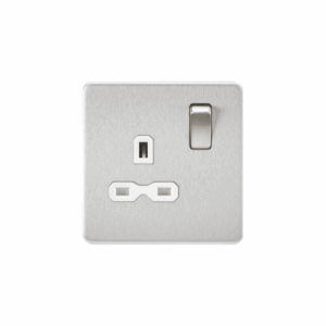 ML Accessories - Knightsbridge Screwless Brushed Chrome 13A 1G DP Switched Socket White Insert (SFR7000BCW)