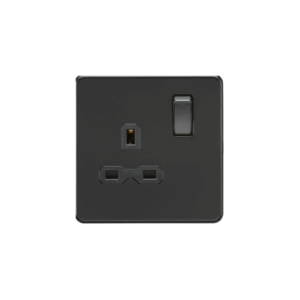 ML Accessories - Knightsbridge Screwless Matt Black 13A 1G DP Switched Socket with Insert (SFR7000MBB)