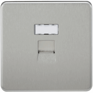 ML Accessories - Knightsbridge Screwless Brushed Chrome RJ45 Network Outlet (SFRJ45BC)