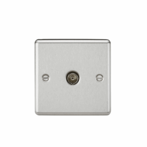 ML Accessories - Knightsbridge Raised Edge Brushed Chrome TV Outlet (non-isolated) (CL010BC)