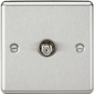 ML Accessories - Knightsbridge Raised Edge Brushed Chrome SAT TV Outlet (CL015BC)