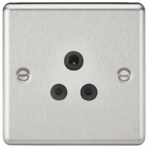 ML Accessories - Knightsbridge Raised Edge Brushed Chrome 5A Unswitched Socket Finish Black Insert (CL5ABC)