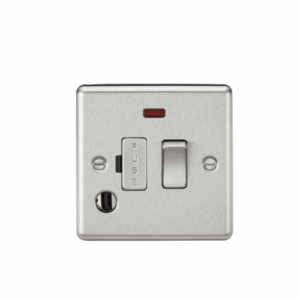 ML Accessories - Knightsbridge Raised Edge Brushed Chrome 13A Switched Fused Spur Unit with Neon & Flex Outlet (CL63FBC)