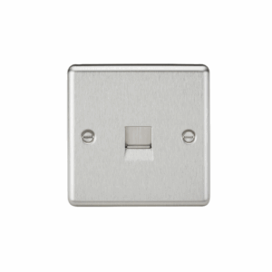 ML Accessories - Knightsbridge Raised Edge Brushed Chrome Telephone Extension Outlet (CL74BC)