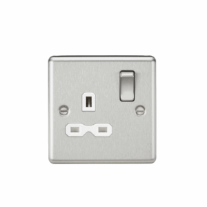 ML Accessories - Knightsbridge Brushed Chrome 13A 1G DP Switched Socket White Insert (CL7BCW)