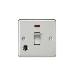 ML Accessories - Knightsbridge Raised Edge Brushed Chrome 20A 1G DP Switch with Neon & Flex Outlet (CL834FBC)