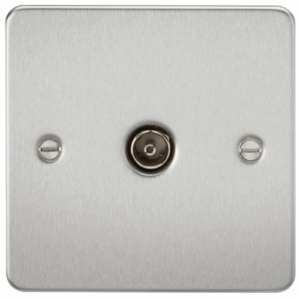 ML Accessories - Knightsbridge Flat Plate Brushed Chrome TV Outlet (non-isolated) (FP0100BC)