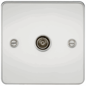 ML Accessories - Knightsbridge Flat Plate Polished Chrome TV Outlet (non-isolated) (FP0100PC)