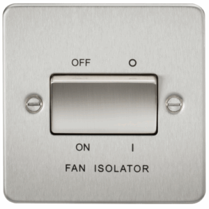 ML Accessories - Knightsbridge Flat Plate Brushed Chrome 10A Fan Isolator Switch (FP1100BC)
