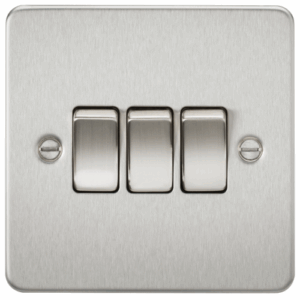 Knightsbridge Flat Plate Brushed Chrome 10AX 3G 2-way Switch