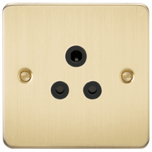 Flat Plate - Knightsbridge Brushed Brass 5A Unswitched Socket with Insert (FP5ABB)