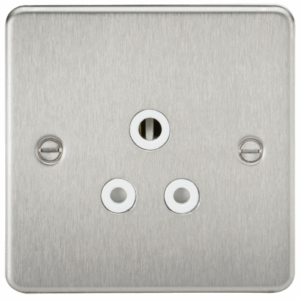 ML Accessories - Knightsbridge Flat Plate Brushed Chrome 5A Unswitched Socket White Insert (FP5ABCW)