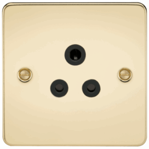 Flat Plate - Knightsbridge Polished Brass 5A Unswitched Socket with Insert (FP5APB)
