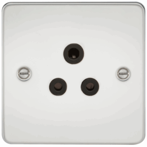 ML Accessories - Knightsbridge Flat Plate Polished Chrome 5A Unswitched Socket Black Insert (FP5APC)