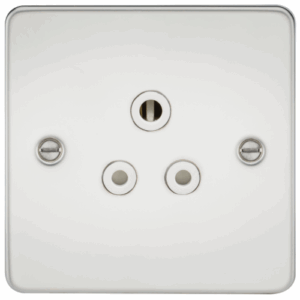 ML Accessories - Knightsbridge Flat Plate Polished Chrome 5A Unswitched Socket White Insert (FP5APCW)