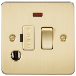 Flat Plate - Knightsbridge Brushed Brass 13A Switched Fused Spur Unit with Neon & Flex Outlet (FP6300FBB)