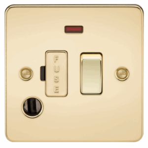 Flat Plate - Knightsbridge Polished Brass 13A Switched Fused Spur Unit with Neon & Flex Outlet (FP6300FPB)