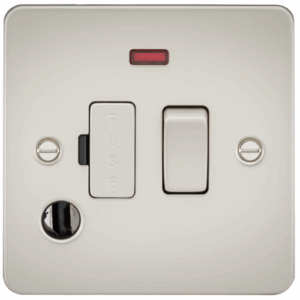 Flat Plate - Knightsbridge Pearl 13A Switched Fused Spur Unit with Neon & Flex Outlet (FP6300FPL)
