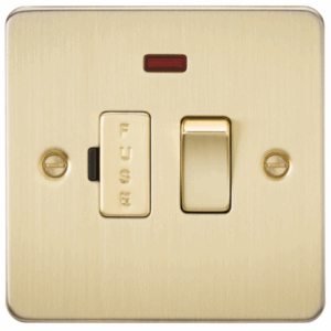 Flat Plate - Knightsbridge Brushed Brass 13A Switched Fused Spur Unit with Neon (FP6300NBB)