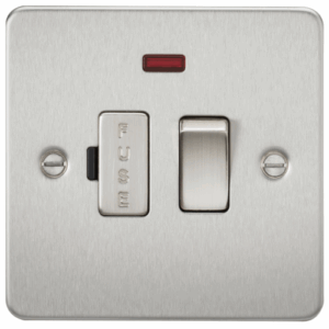 ML Accessories - Knightsbridge Flat Plate Brushed Chrome 13A Switched Fused Spur Unit with Neon (FP6300NBC)