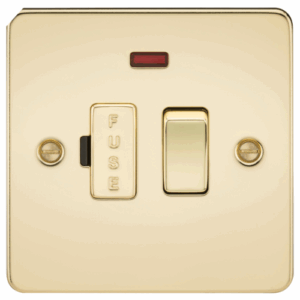Flat Plate - Knightsbridge Polished Brass 13A Switched Fused Spur Unit with Neon (FP6300NPB)