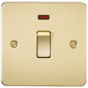 Flat Plate - Knightsbridge Brushed Brass 20A 1G DP Switch with Neon (FP8341NBB)