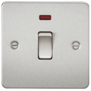 ML Accessories - Knightsbridge Flat Plate Brushed Chrome 20A 1G DP Switch with Neon (FP8341NBC)