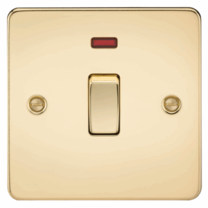 Flat Plate - Knightsbridge Polished Brass 20A 1G DP Switch with Neon (FP8341NPB)