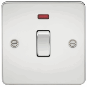 ML Accessories - Knightsbridge Flat Plate Polished Chrome 20A 1G DP Switch with Neon (FP8341NPC)