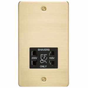 Flat Plate - Knightsbridge Brushed Brass 115/230V Dual Voltage Shaver Socket with Insert (FP8900BB)