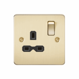 Flat Plate - Knightsbridge Brushed Brass 13A 1G DP Switched Socket with Insert (FPR7000BB)