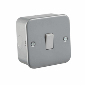 Metal Clad Range - Knightsbridge Silver/Grey Metal Clad 10AX 1G 2-way Switch (M2000)