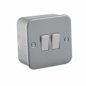 Metal Clad Range - Knightsbridge Silver/Grey Metal Clad 10AX 2G 2-way Switch (M3000)