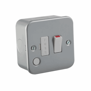 Metal Clad Range - Knightsbridge Silver/Grey Metal Clad 13A Switched Fused Spur Unit with Flex Outlet (M6300F)
