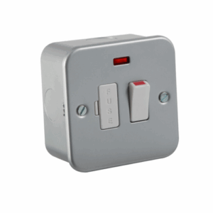 Metal Clad Range - Knightsbridge Silver/Grey Metal Clad 13A Switched Fused Spur Unit with Neon (M6300N)