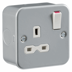Metal Clad Range - Knightsbridge Silver/Grey Metal Clad 13A 1G DP Switched Socket (MR7000)