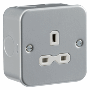 Metal Clad Range - Knightsbridge Silver/Grey Metal Clad 13A 1G Unswitched Socket (MR7000U)