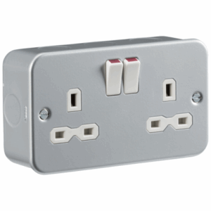 Metal Clad Range - Knightsbridge Silver/Grey Metal Clad 13A 2G DP Switched Socket (MR9000)