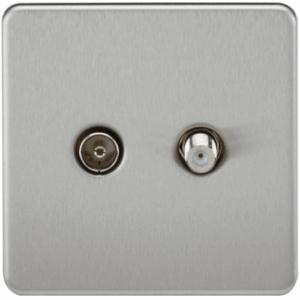 ML Accessories - Knightsbridge Screwless Brushed Chrome TV & SAT TV Outlet (Isolated) (SF0140BC)