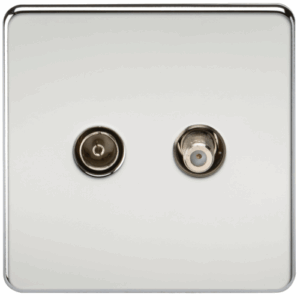 ML Accessories - Knightsbridge Screwless Polished Chrome TV & SAT TV Outlet (Isolated) (SF0140PC)