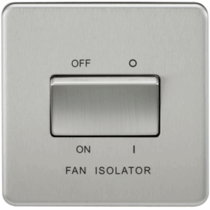 Knightsbridge Screwless Brushed Chrome 10A Fan Isolator Switch