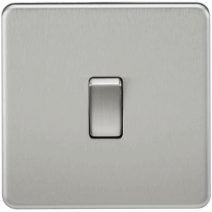 ML Accessories - Knightsbridge Screwless Brushed Chrome 10AX 1G 2-way Switch (SF2000BC)
