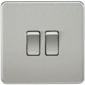 ML Accessories - Knightsbridge Screwless Brushed Chrome 10AX 2G 2-way Switch (SF3000BC)
