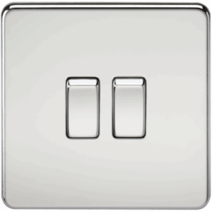 ML Accessories - Knightsbridge Screwless Polished Chrome 10AX 2G 2-way Switch (SF3000PC)